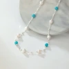 Bai Ling Light Luxury Retro Starry Sky Turquoise necklace, women's fashion brushed small round ball design, European and American collarbone chain Specification image